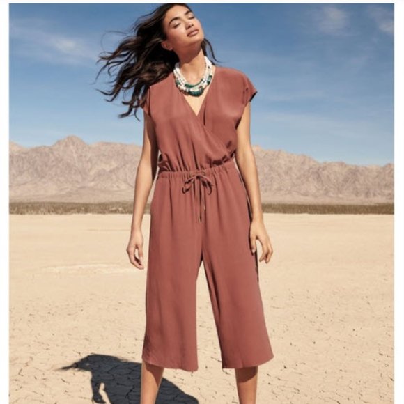 Eileen Fisher Pants - Eileen Fisher RUSSET TENCEL VISCOSE CREPE WIDE LEG JUMPSUIT
